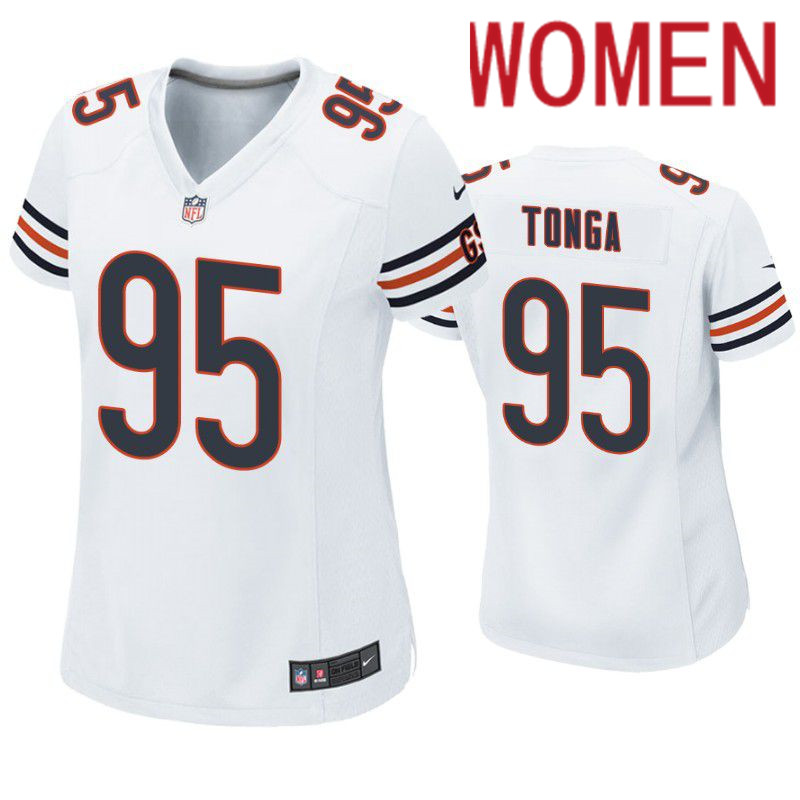 Women Chicago Bears #95 Khyiris Tonga Nike White Game NFL Jersey->women nfl jersey->Women Jersey